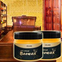 100% Natural Beeswax Furniture Polish Beeswax for Wood Furniture Cleaner Polish Wipes Preservative Wax Renew Cutting Boards Bamboo Wooden Surfaces (Black, 2 x Wood Seasoning Beewax)