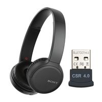 Sony WH-CH510 Wireless On-Ear Headphones (Black) with USB Bluetooth Dongle Adapter (2 Items)