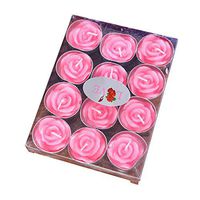MoGist Valentine's Day Exquisite PVC Boxed Roses Romantic Tea Wax Custom Handmade Rose Flower Candles (Pink)