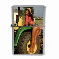 Perfection In Style Wind Proof Dual Torch Refillable Lighter Vintage Farm Girl Design 008