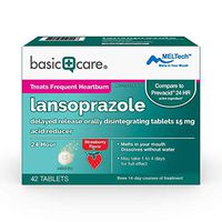 Basic Care Lansoprazole Delayed Release Orally Disintegrating Tablets 15 mg, Acid Reducer, 42 Count