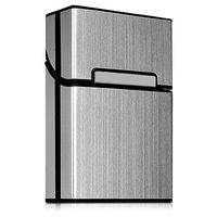 kwmobile Cigarette Case Box Holder - Aluminum Case for Cigarettes with Magnetic Flip Top Closure - Silver