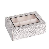 Hammont Window Box with Six Sections – Black Colored Versatile Bakery Boxes Perfect for Sharing Snacks and Cookies| 6 Insert Sections Gift Boxes | 7”x5”x2.5” (Pack of 6)