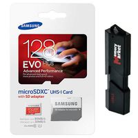 Samsung Evo Plus 128GB MicroSD XC Class 10 UHS-1 Mobile Memory Card for Samsung Galaxy S7 & S7 Edge with USB 3.0 Ultra High Speed MemoryMarket Dual Slot MicroSD & SD Memory Card Reader