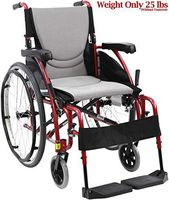 Karman Healthcare S-Ergo 115 16" Seat Width, Ultra Lightweight Ergonomic Wheelchair, Quick Release Wheels - 25 lbs in Rose Red