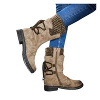 Dainzuy Women's Ankle Bootie Casual Comfortable Western Round Toe Boot Lace-Up Chunky Block Heel Ankle Boots Brown