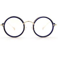 ROUND BLUE LIGHT BLOCKING GLASSES,LR Eyestrain UV Filter Lens Anti Blue Ray Glasses for Computer Use (Blue/Gold)