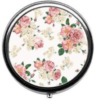 Eareeco - Flowers Round Pill Case/Pill Box/Pill Case/Case- Three-Compartment Pill Box/Pill Case