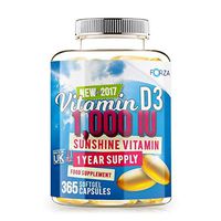 Vitamin D3 1,000 IU - Sunshine Vitamin - High Absorption Vitamin D3 Supplement for Muscle Function, Bone Health and Immune Support - 1 Year Supply - 365 Softgels