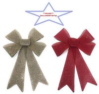 P2P Tis' The Season Christmas Holiday Decorative Festive Gold & Red Glittery Bows (Bonus: Canzonet Tags) ~ (1) Large Gold Bow (1) Large Red Bow Both Measuring 9x15 inches~ Bundle of 3