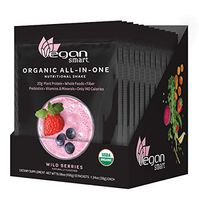 Vegansmart Plant Based Organic Protein Powder, All-in-One Nutritional Shake, Wild Berries, 12 Single Serve Packets
