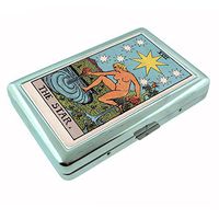 Tarot Card The Star S19 Silver Cigarette Case Metal Wallet Id Holder 4" X 2.75" RFID Protection