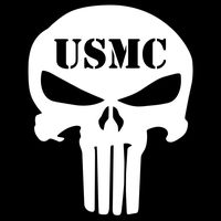USMC Punisher Skull - Vinyl 4" tall (color: WHITE) decal laptop tablet skateboard car windows stickers