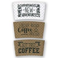 Unique, Recyclable, Printed Coffee Cup Sleeves, 30 Count (Variety Pack 1)