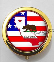 BlackKey New York California Flag 3-Compartment Decorative Pocket Gift Box Case Organizer for Pill, Color 2 -266