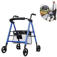 Hmwxbs Aluminium Foldable Walking Frame,Lightweight Alumium Rollator Walker- Rollator Walker with Wheels Back Support