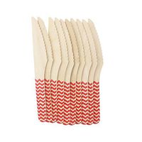 Youmewell Disposable Wooden Cutlery Wooden Knives Chevron Red 108 Count