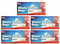 Ri-Pac Waste Basket Bag Trash Bag with Twist Ties 8 Gallon,20 Ct Per Box (5 Boxes = 100Ct)