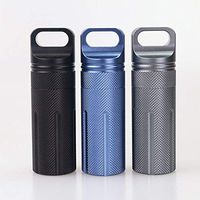 LEIWOOR 3PCS Air-Tight EDC Accessory Case, Waterproof Pill Fob Capsule/Match Case Battery Holder Case, Outdoor Survival Storage Box (B)