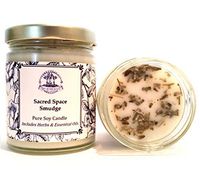 Art of the Root Sacred Space Soy Herbal Smudge Candle 8 oz with Lavender, Sage & Cedar for Purification, Negative Energy & Serenity