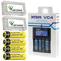 Combo: XTAR VC4 Charger -4 Port -USB w/4x NL186 Batteries +2X Free Eco-Sensa Battery Case