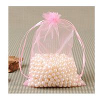MELUOGE 100pcs 6X9 Inches Organza Drawstring Jewelry Pouches Bags Party Wedding Favor Gift Bags Candy Bags (Pink)