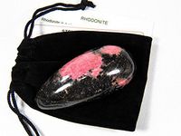 Fundamental Rockhound Products: Rhodonite Massage Wand Teardrop Style Natural Gemstone Crystal, Power Stone with Carrying Pouch