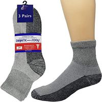 Debra Weitzner Diabetic Socks Mens Womens Non-Binding Cushion Socks Reinforced Heel Cotton 3 Pack Ankle Grey/Black Sole 13-15