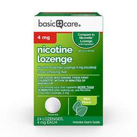 Amazon Basic Care Nicotine Polacrilex Lozenges, 4 mg (nicotine), Mint Flavor, Stop Smoking Aid, 24 Count (873B4)