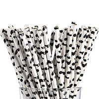 Rainbowrose 250pcs Biodegradable Paper Straws Drinking for Bubble Tea, Juice Birthday Paper Drinking Party Weddings Baby Showers Supplies (Cow Print)