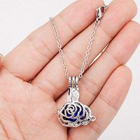 Silver Plated 3D Rose Flower Pearl Beads Cage Open Locket Pendant Necklace Gifts Prom Woman Beautiful Bright Cute Stylish For gift Lovely Jewerly Aesthetic