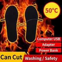 Battery Powered Rechargeable Heated Insoles Foot Warmers for Men and Women Heated Shoes Insoles Electric Socks Charging Winter Warming USB Rechargeable
