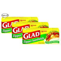 Glad Sandwich Zipper Bags (50 Bags) (Pack of 3)