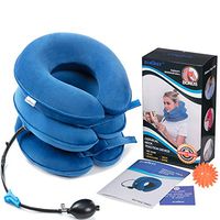 Health Cervical Neck Traction Device - FDA Registered - Inflatable & Adjustable Neck Stretcher Collar, Instant Pain Relief for Chronic Neck and Shoulder Pain ✮ Bonus Therapy Massage Ball (Blue)