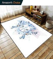Bigdatastore Kabuki Mask Decoration Striped Area Rug Mat, Fox Mask Kitsune Japan Culture Triangle Sakura Flowers, Durable Carpet Area Rug - Living Dinning Room Bedroom Rugs and Carpets(2.5'x 9')