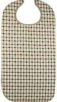 HEAD2TOE - Adult Bibs for Eating, Premium 2 Pack Beige Plaid Design with Vinyl Backing, Waterproof, Washable Reusable Clothing Protector for Women and Men with Snap Closure