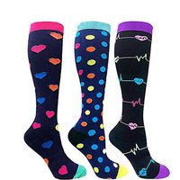 Compression Socks for Men & Women, (3 Pairs) 15-20 mmHg Compression Crew Socks for Running, Athletic Sports, Crossfit, Maternity,Flight Travel (L/XL)