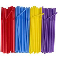 [500 Pack] Flexible Disposable Plastic Drinking Straws - Assorted Colors