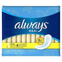 Always Maxi Pads 24ct Regular Non-Wing Unscented, 24 Count (Pack of 2)…