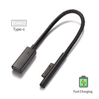 USB-C Charging Cable Compatible for Microsoft Surface Pro 7/6/5/4/3 Surface Laptop 1/2, Black Female Connect to, 45W 15V PD Charging Works with PD Power Supply-0.2 Meters (Cable Only)