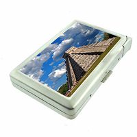 Famous Landmarks Mayan Pyramids Mexico S11 Cigarette Case Lighter Smoking King Size Cigarettes Silver Metal Wallet 4" X 2.75" RFID Protection