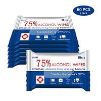 60 Pcs, 6 Pack Disinfectant Wipes 75% Alcohol Cleaning Wet Wipes 8"x6" Large Size for Adults Electronics Travel Home All Purpose