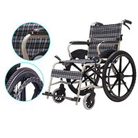 wheelchair Lightweight Folding Transport, Lightweight Transport Chair with Locking Hand Brakes,Multifunctional Medical with Foldable Back and Shockproof Solid Tires