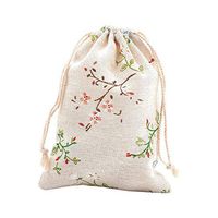 PH PandaHall 50pcs 5x7" Cotton Packing Pouches Drawstring Bags with Printed Flower Gift Bag Storage Sacks for Jewelry DIY Craft Wedding Party Shower Birthday Christmas