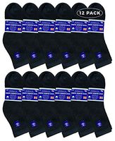 Yacht & Smith Loose Fit Non-Binding Soft Cotton Diabetic Crew and Ankle Socks, Bulk Value Pack (12 Pack Black Ankle, Women (9-11))