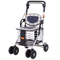 Rollator Walker with Seat Seniors Accessories Folding Transport Chair with Bag Non-Slip Rolling Rollator Light Weight Aluminum Alloy Adjustable