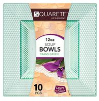 Squarete Hexagons Translucent Green Hard Plastic Elegant Disposable 12 Ounce Square Soup Bowls 10 Bowls Per Package