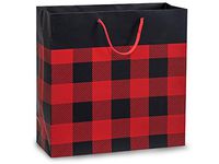 Buffalo Plaid Matte Design Filly Size 12"x5"x12" Shopping Gift Laminated Paper Bag Package Amount (5)