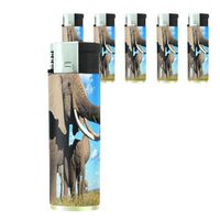 Butane Refillable Electronic Lighter Set of 5 Pieces Elephant Design-007