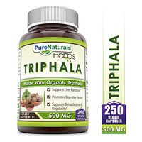 Pure Naturals Organic Triphala (3 Fruits)– 500 mg, Veggie Capsules - Raw, Vegan- Gluten-Free, Plant-Based Nutrition –Supports Cell Regeneration, Detoxification & Overall Health (250 Count)